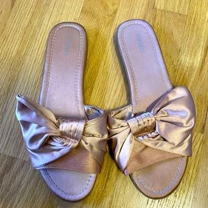 Express rose gold sandals with bow